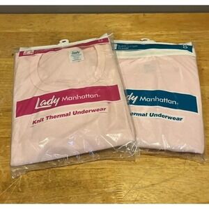 Vtg NOS Lady Manhattan Crew Neck Long Sleeve Ankle Length Knit Thermal Underwear